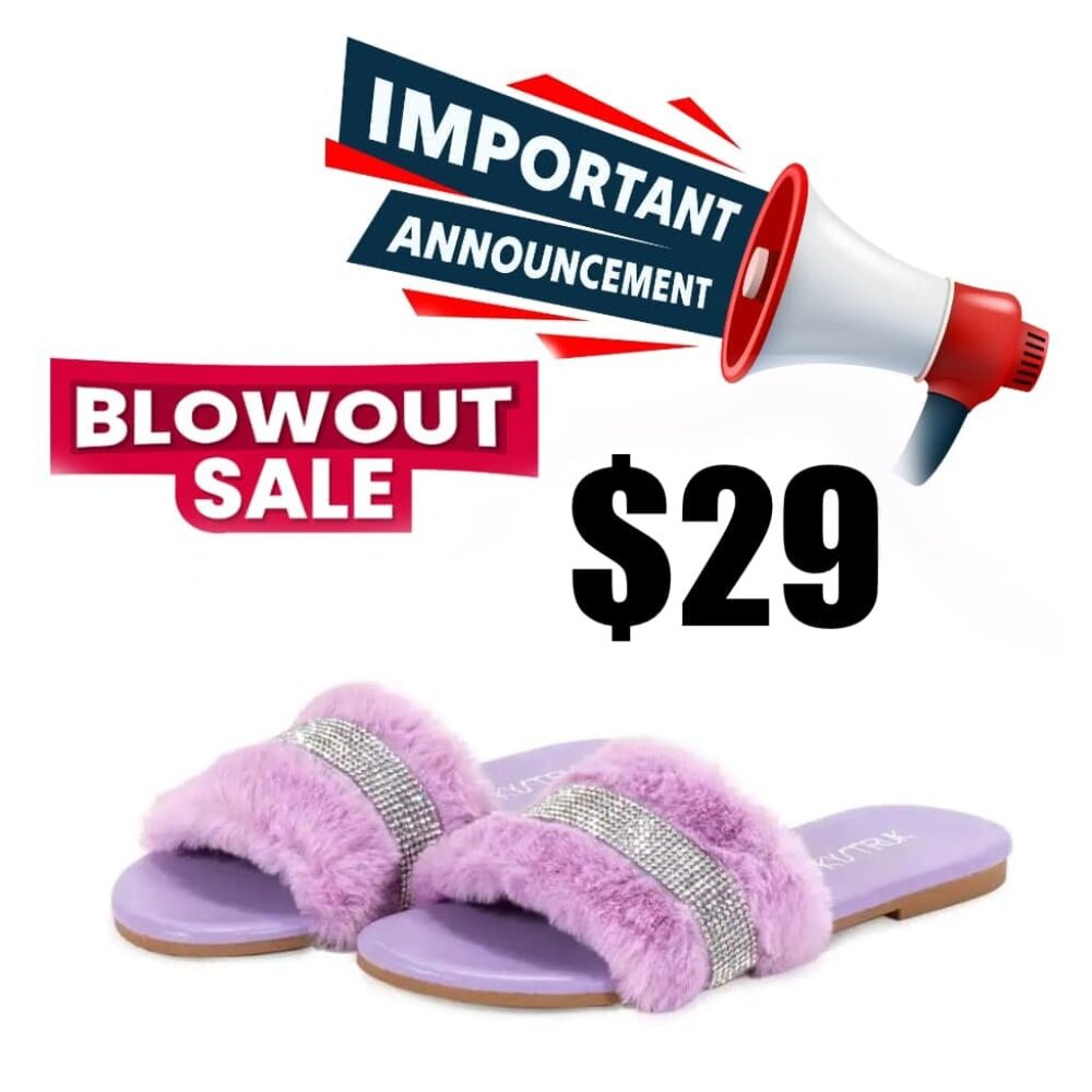 Lilac Purple Sequin Fluffy Fur Slippers